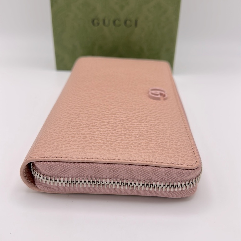NEW GUCCI GG MARMONT PINK ZIP AROUND LEATHER WALLET BOX! - Picture 5 of 16
